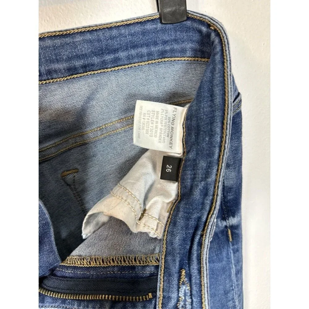 Flying Monkey Jeans Size 26 Slit Ankle Dark Stretch Denim Women’s Y3013 Slim Leg